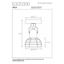 Bērnu griestu prožektors POLA 1xE27 60W zila (Lucide)