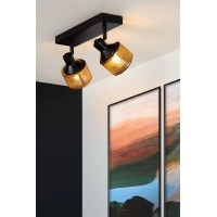 RAFA griestu prožektors 13,5x10,5 cm 2xE14 melna (Lucide)