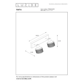 RAFA griestu prožektors 13,5x10,5 cm 2xE14 melna (Lucide)