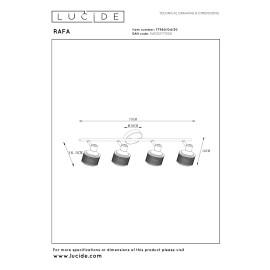 Griestu prožektors RAFA 4xE14 40W melna (Lucide)