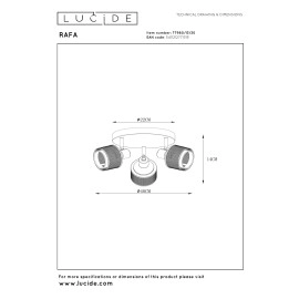 Griestu prožektors RAFA Ø35 cm 3xE14 40W melna (Lucide)