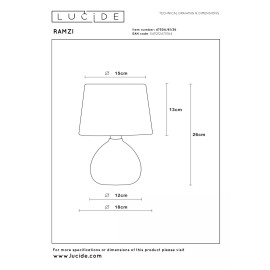 RAMZI galda lampa Ø18 cm 1xE14 40 W pelēka (Lucide)