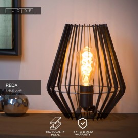 REDA galda lampa 1xE27 40 W melna (Lucide)
