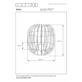 REDA galda lampa Ø22 cm 1xE27 40 W melna (Lucide)