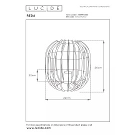 REDA galda lampa Ø22 cm 1xE27 40 W melna (Lucide)