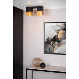 RENATE griestu lampa 32 cm 2 x E27 misiņa/melna (Lucide)