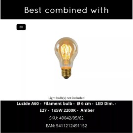 RENATE griestu lampa 32 cm 2 x E27 misiņa/melna (Lucide)