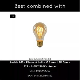 RENATE griestu lampa 32 cm 2 x E27 misiņa/melna (Lucide)