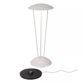 RENEE uzlādējama āra galda lampa Ø12,3 cm LED 2.2W Dim-to-warm IP54 balta (Lucide)