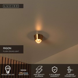 RIGON griestu lampa LED 7W 3000K matēta zelta/misiņa (Lucide)