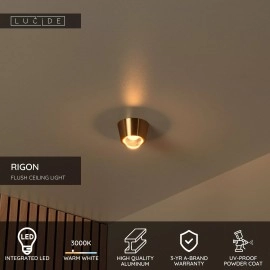 RIGON griestu lampa LED 7W 3000K matēta zelta/misiņa (Lucide)