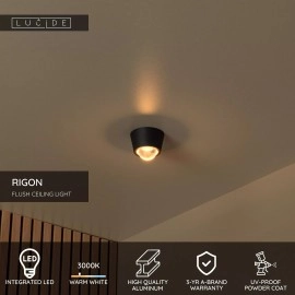 RIGON griestu lampa LED 6W 3000K melna (Lucide)
