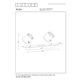 RILOU griestu prožektors GU10 LED 2x5W 3000K balts (Lucide)