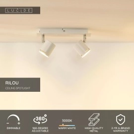 RILOU griestu prožektors GU10 LED 2x5W 3000K balts (Lucide)