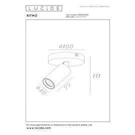 RITMO griestu prožektors 1xGU10 (MR11) melns (Lucide)