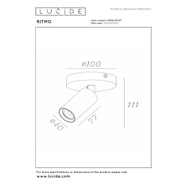 RITMO griestu prožektors 1xGU10 (MR11) kafijas tonī (Lucide)