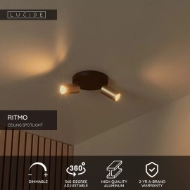 RITMO griestu prožektors 2xGU10 (MR11) matēts zelts / misiņš (Lucide)
