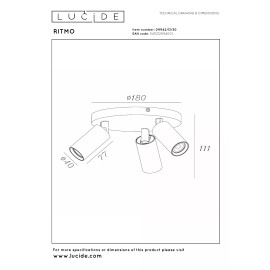 RITMO griestu prožektors 3xGU10 (MR11) melns (Lucide)