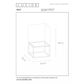RIXT griestu lampa 10 x 10 cm 1 x E27 melna/misiņa (Lucide)