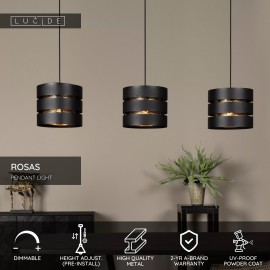 ROSAS piekaramā lampa 130 cm 3 x E27 melna (Lucide)