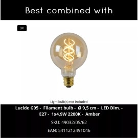 ROSAS piekaramā lampa 130 cm 3 x E27 melna (Lucide)