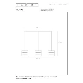 ROSAS piekaramā lampa 130 cm 3 x E27 melna (Lucide)