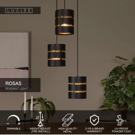 ROSAS piekaramā lampa Ø43 3 x E27 melna (Lucide)