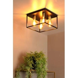 RUBEN Griestu lampa 4x40W E27 melna (Lucide)