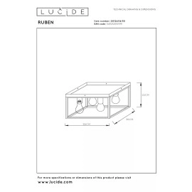 RUBEN Griestu lampa 4x40W E27 melna (Lucide)