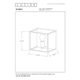 RUBEN Sienas lampa 1x40W E27 melna (Lucide)