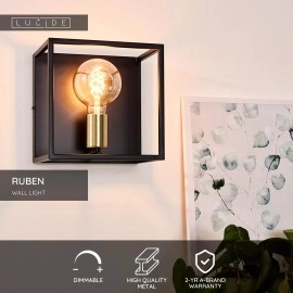 RUBEN Sienas lampa 1x40W E27 melna (Lucide)