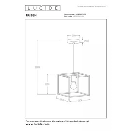 RUBEN Piekaramā lampa 1x40W E27 melna (Lucide)