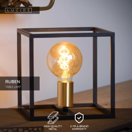 RUBEN Galda lampa 1x40W E27 melna (Lucide)