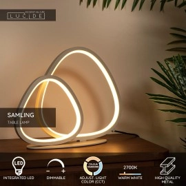SAMLING galda lampa LED dimmējama CCT 16W taupe tonī (Lucide)
