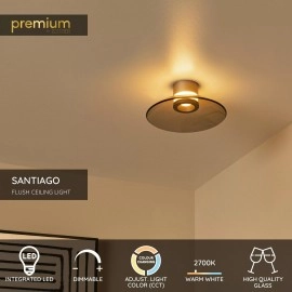 SANTIAGO griestu lampa Ø23 cm LED 10W CCT dzintara (Lucide)