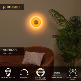 SANTIAGO sienas lampa Ø23 cm LED 10W CCT dzintara (Lucide)
