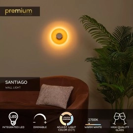 SANTIAGO sienas lampa Ø23 cm LED 10W CCT dzintara (Lucide)