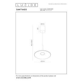 SANTIAGO piekaramā lampa Ø32 cm LED 16W CCT dzintara (Lucide)