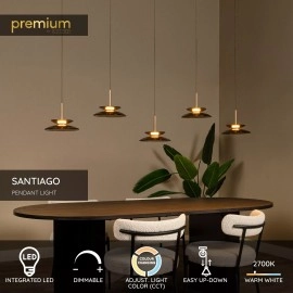 SANTIAGO piekaramā lampa 150 cm 5 x 10W LED CCT dzintara (Lucide)