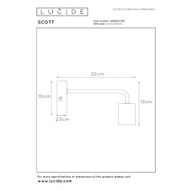SCOTT sienas lampa 1 x 40 W E27 melna (Lucide)