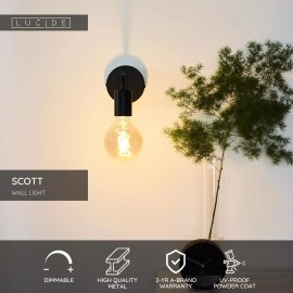 SCOTT sienas lampa 1 x 40 W E27 melna (Lucide)