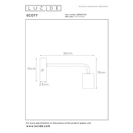 SCOTT sienas lampa 1xE27 40 W balta (Lucide)