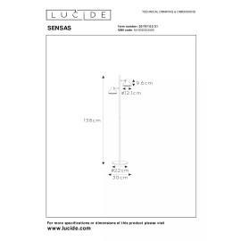 SENSAS stāvlampa 33 cm × 15 cm × 75 cm 2x12W balta (Lucide)