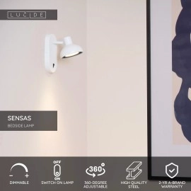 SENSAS gaismeklis 21,5 cm × 13,7 cm × 17,8 cm 1x12W balta (Lucide)