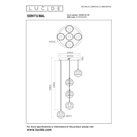 SENTUBAL piekaramā lampa Ø35 cm LED 5 x 5,2 W 2700K melna (Lucide)