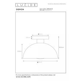 SIEMON griestu lampa Ø 25 cm 1xE27 okera dzeltenā tonī (Lucide)
