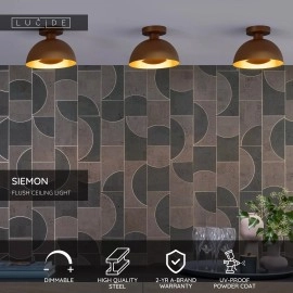 SIEMON griestu lampa Ø 25 cm 1xE27 okera dzeltenā tonī (Lucide)