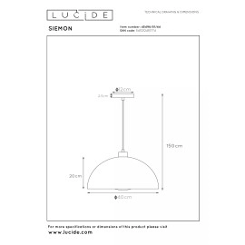 SIEMON piekaramā lampa Ø 40 cm 1xE27 okera dzeltenā tonī (Lucide)