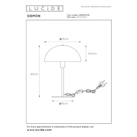 SIEMON galda lampa Ø 25 cm 1xE14 melna (Lucide)