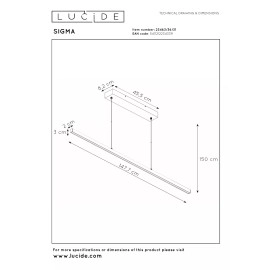 SIGMA piekaramā lampa 147,7 cm LED 36W 2700K balta (Lucide)